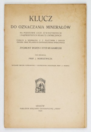 ROZEN Zygmunt, KAMECKI Stefan - Key to the determination of minerals on the basis of external features and the simplest reakcyj che...