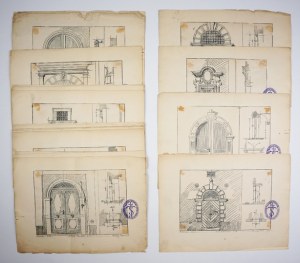 Set of 24 plates with portals of Krakow tenements - from the collection of Tadeusz Stryjeński