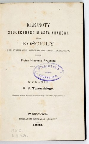 PRUSS P. - Jewels of the capital city of Cracow. 1861.