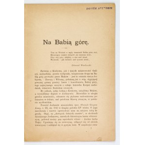 UŁASZYN Henryk - Na Babią górę. [Kraków] 1901. 8, s. 20. brosz. wt. Odb. z Przeglądu Polskiego.