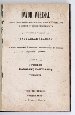 NAKWASKA K. of Potocki - Country manor. Vol. 2 - country kitchen. 1843.