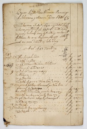 [PHARMACY, manuscript]. A handwritten list of the pharmaceutics used between 1647 and 1652 by the royal secretary Jerome Pino...