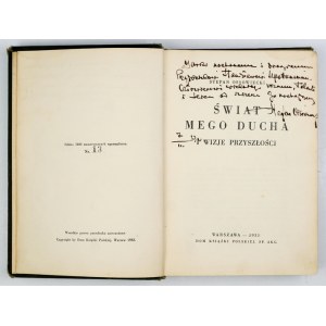 OSSOWIECKI S. – Świat mego ducha. 1933. Dedykacja autora.
