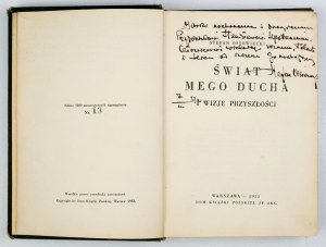 OSSOWIECKI S. - The world of my spirit. 1933. dedication by the author.