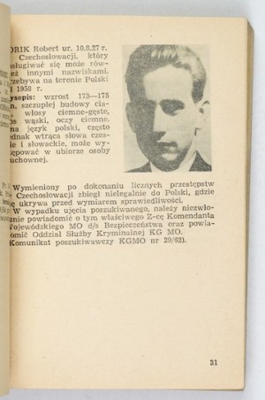 SCOROWIDZ of persons wanted nationwide. Warsaw, VI 1963 - Headquarters of the Civic Militia, Branch of the Sł...
