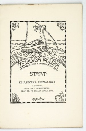 ŻEGLUGA Polska, an association with limited por[nity]. Articles of Association and Share Book, with a foreword by J. Morozewicz,...