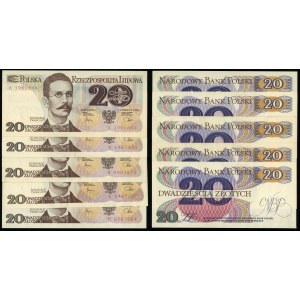 Polska, zestaw: 5 x 20 złotych, 1.06.1982