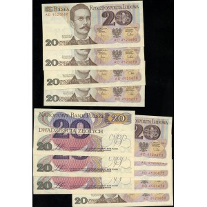 Pologne, 13 x 20 zloty (numérotation consécutive), 1.06.1982