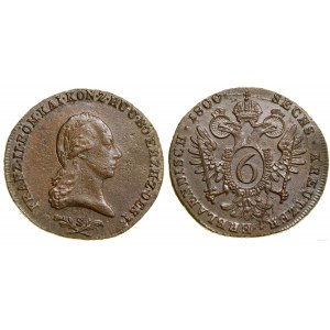Rakúsko, 6 krajcars, 1800 S, Smolnik