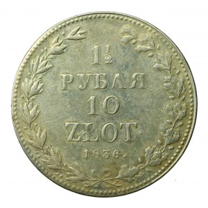 Zabór rosyjski, Mikołaj I, 1-1/2 rubla=10 złotych 1836, Warszawa (713)