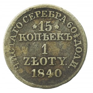 Zabór rosyjski, 15 kopiejek=1 złoty 1840 MW (758)