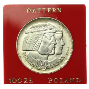 PRL, 100 złotych 1966, Mieszko i Dąbrówka, PRÓBA, srebro (803)