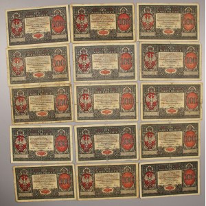GG, zestaw, 100 mkp 1916 Generał. Razem 15 szt. (828)