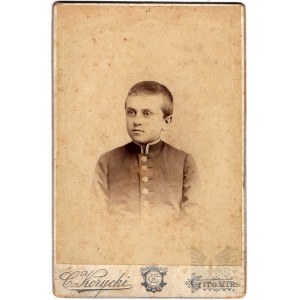 XIX/XX w., Żytomierz (Gitomir) - Fotografia Chłopca w Mundurze Szkolnym; Fotograf C. Korycki