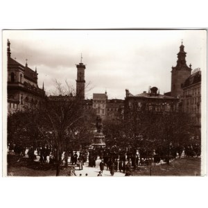II RP, Lwów (Lemberg/Leopolis) - Fotografia Plac Św. Ducha: Widok na Pomnik Jana III - Późniejsza Odbitka (Lata 80. XX w.) Z Kliszy Przechowywanych w Archiwum we Lwowie