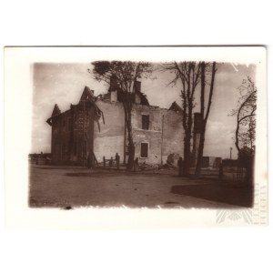 Second Polish Republic, 1919, Krasne (Lviv District) - Photograph of the Post Office Building Destroyed During the Defense of Lviv - Later Print (1980s) From Film Stored in the Archives in Lviv