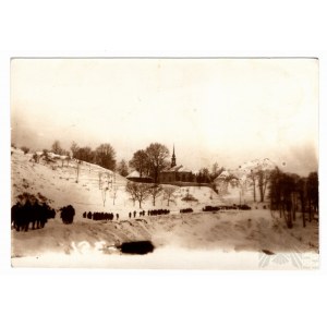 II RP, Lwów (Lemberg/Leopolis) - Fotografia Przemarszu Wojsk; Widok Kościoła Św. Wojciecha - Późniejsza Odbitka (Lata 80. XX w.) Z Kliszy Przechowywanych w Archiwum we Lwowie