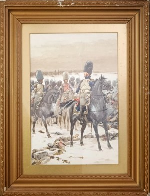 Edouard Detaille, Grenadierzy na koniach podczas bitwy pod Pruską Iławą: Głowy do góry (pułkownik Lepic)