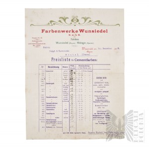 Cesarstwo Niemieckie- Ulotka Reklamowa Produkcja Farb Wunsiedel (Farbenwerke Wunsiedel G.m.b.h.) Wunsiedel Bawaria 1906