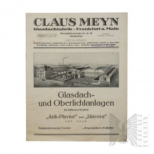 Niemcy - Broszura Reklamowa Fabryka Szklanych Dachów Clausa Meyna we Frankfurcie nad Menem (Claus Meyn Glasdachfabrik Frankfurt a Main)