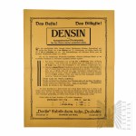 Germany - Advertising Leaflet of Densin Concentrated Mortar Additive, Densin Factory of Chemical and Technical Products (Densin Konzentrierter Mortelzusatz, Densin Fabrik Chem. Techn. Produkte), Frankurt am Main (Frankfurt Am Main)