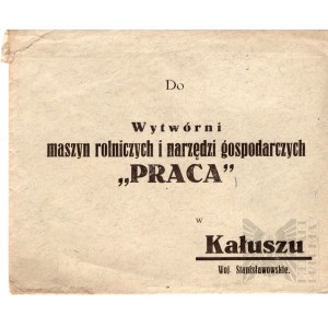 II Rp - Koperta do Wytwórni Maszyn Rolniczych i Narzędzi Gospodarczych, Kałusz, Woj. Stanisławowskie