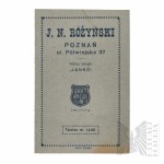 II RP- Ulotka Adresowa J.N. Różyński Fabryka Wódek i Likierów Trójjęzyczna Język Polski Język Francuski Język Angielski Poznań