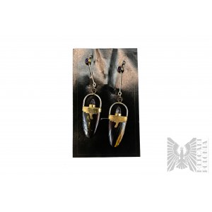 Earrings with Natural Tiger Eye, Garnets and Amethysts, 925 Silver