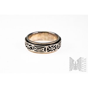 Men's Designer Ring with Spinning Center, 925 Silver
