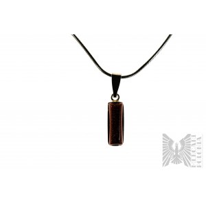 Elongated Rectangular Necklace with Desert Sand, Rope Braid, 925 Silver