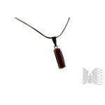 Elongated Rectangular Necklace with Desert Sand, Rope Braid, 925 Silver
