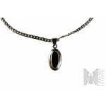 Oval Necklace with Black Onyx, Armor Braid, 925 Silver