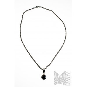 Round Hematite Necklace, Cord Braid, 925 Silver