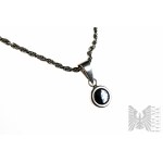 Round Hematite Necklace, Cord Braid, 925 Silver