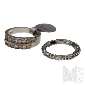Satz von 2 Ringen mit Zirkonen - 925 Silber
