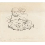 Józef Chełmoński (1849 Boczki presso Łowicz - 1914 Kuklówka), Schizzo di bambini (recto) / Bambini seduti (verso)