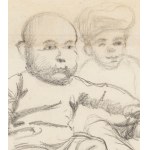 Józef Chełmoński (1849 Boczki k. Łowicza - 1914 Kuklówka), Szkic dzieci (recto) / Siedzące dzieci (verso)