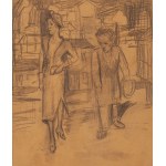 Bruno Schulz (1892 Drohobycz - 1942 Drohobycz), Para na ulicy (Autoportret), lata 30. XX w.
