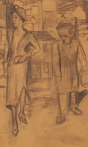Bruno Schulz (1892 Drohobycz - 1942 Drohobycz), Para na ulicy (Autoportret), lata 30. XX w.
