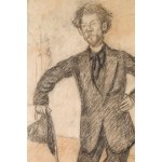 Jacek Mierzejewski (1883 Sosnowiec - 1925 Otwock), Portrait of a man with a hat and a walking stick