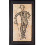 Jacek Mierzejewski (1883 Sosnowiec - 1925 Otwock), Portrait of a man with a hat and a walking stick