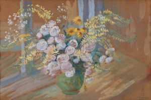 Teresa Roszkowska (1904 Kijów - 1992 Warszawa), Bukiet kwiatów w wazonie, 1941