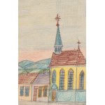 Nikifor Krynicki (1895 Krynica - 1968 Folusz), Pejzaż miejski z kościołem