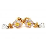 EARRINGS IN 18K YELLOW GOLD 6.46 GR - FLOWER WITH DIAMONDS - HR1003