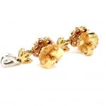 EARRINGS IN 18K YELLOW GOLD 6.46 GR - FLOWER WITH DIAMONDS - HR1003