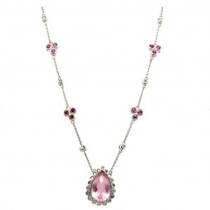 NECKLACE WITH PINK QUARTZ AND DIAMONDS - PND30403