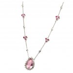 NECKLACE WITH PINK QUARTZ AND DIAMONDS - PND30403