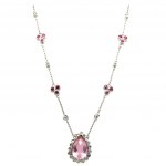 NECKLACE WITH PINK QUARTZ AND DIAMONDS - PND30403