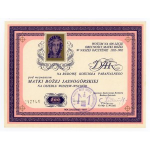 Łódź, cegiełka na 200 złotych na budowę kościoła parafialnego 1981 (390)
