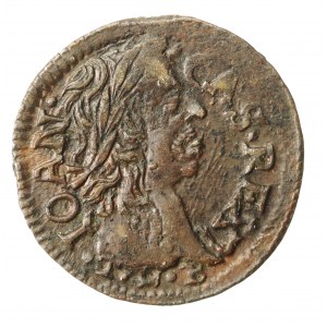 Jan II Kazimierz, szeląg 166(?), brak ostatniej cyfry daty. Kropka po 166. Ciekawy (877)